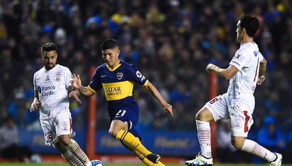 Jorman Campuzano marcó un gol en la victoria de Boca ante Godoy Cruz. (Getty)