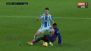 Angustia en Camp Nou: Dembélé y un doloroso resbalón sobre el tobillo que lo sacó del Barça-Leganés [VIDEO]