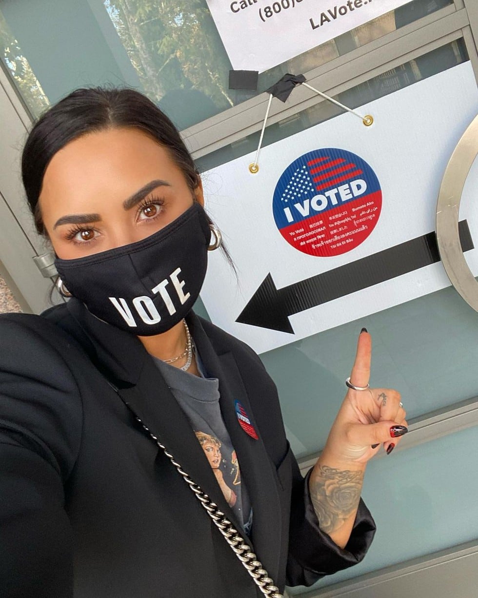 La actriz y cantante Demi Lovato compartió en Instagram una imagen de ella luego de votar en las Elecciones 2020 de los Estados Unidos con un esperanzador mensaje. (Foto: Instagram)