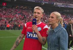 ¡Gol, festejo y lágrimas! La celebración de Sonne tras darle el título de la Copa de Dinamarca a Silkeborg