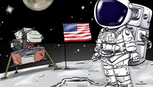 Encuentra el error y está mal en la imagen del astronauta viral en rede sociales. (Difusión)