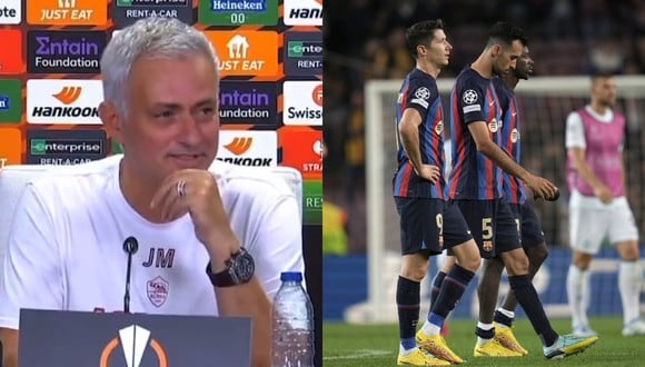 José Mourinho dejó 'picantes' declaraciones tras el empate del Barcelona ante Inter. (Foto: captura TV/AFP)