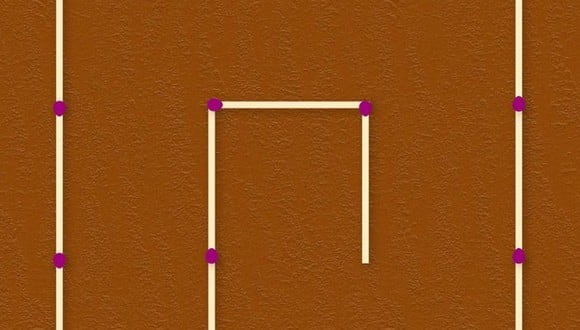 En esta imagen hay varios fósforos. Tienes que mover 3 para que se formen 2 cuadrados. (Foto: genial.guru)