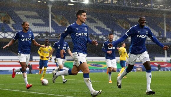 James Rodríguez celebró el doblete con Everton en redes sociales. (Foto: AFP)