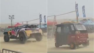 Solo en Perú: mototaxi se coló detrás de Stéphane Peterhansel en el Dakar 2018 [VIDEO]