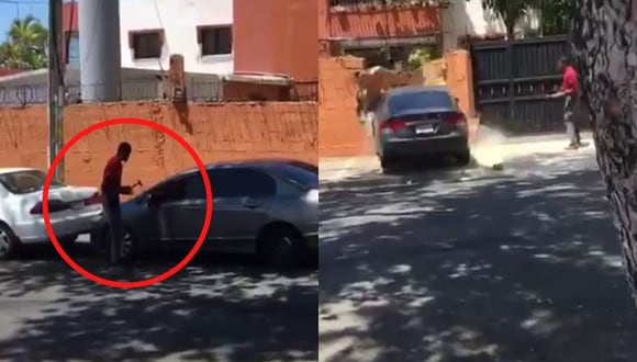 Un video viral muestra el desenlace de una disputa entre tres automovilistas que terminó con la destrucción de una propiedad. | Crédito: KeDificil.com / Facebook.