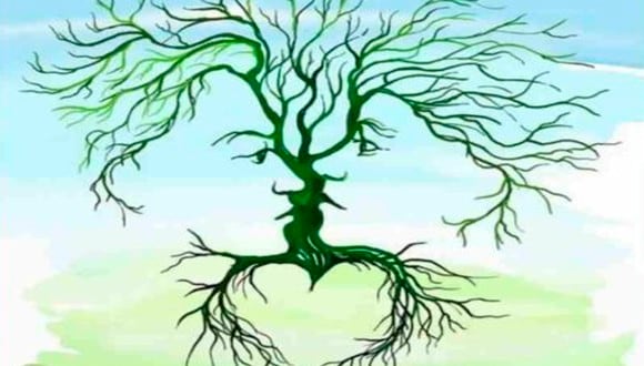 En la imagen del test visual se aprecia un árbol, dos rostros y también un corazón formado por las raíces.| Foto: chedonna