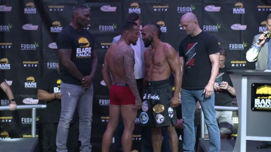 Luis Palomino tuvo careo con Elvin Brito en la previa de su combate. (Bare Knuckle FC)