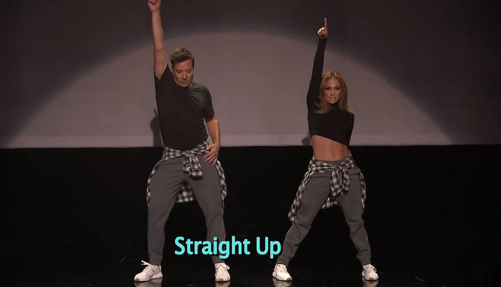 Jennifer Lopez se divierte bailando con Jimmy Fallon al ritmo de Britney Spears, Beyoncé y Miley Cyrus. (Foto: Captura)