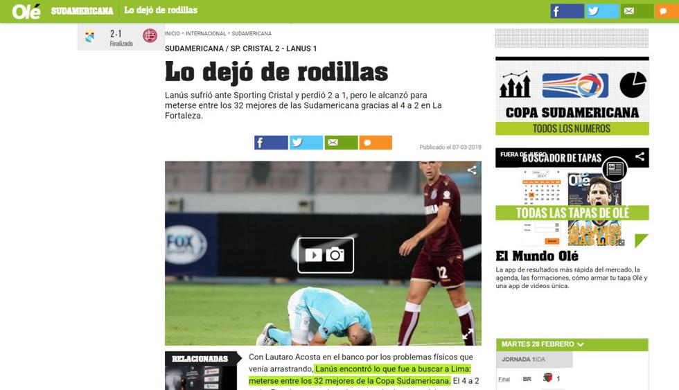 Sporting Cristal: así informó la prensa internacional sobre la eliminación de los rimenses