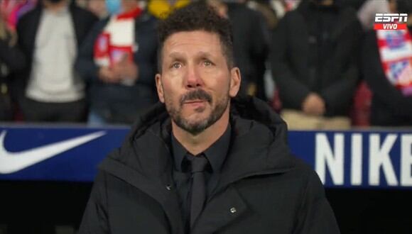Diego Simeone no pudo contener las lágrimas por el homenaje a su padre en el Wanda Metropolitano. (Foto: Captura ESPN)