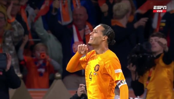 Van Djik puso el 1-0 de Países Bajos vs. Bélgica. (Foto: captura ESPN)