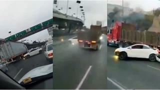 Sembró el miedo: camión se llevó auto tras un brutal choque y las redes sociales explotan [VIDEO]