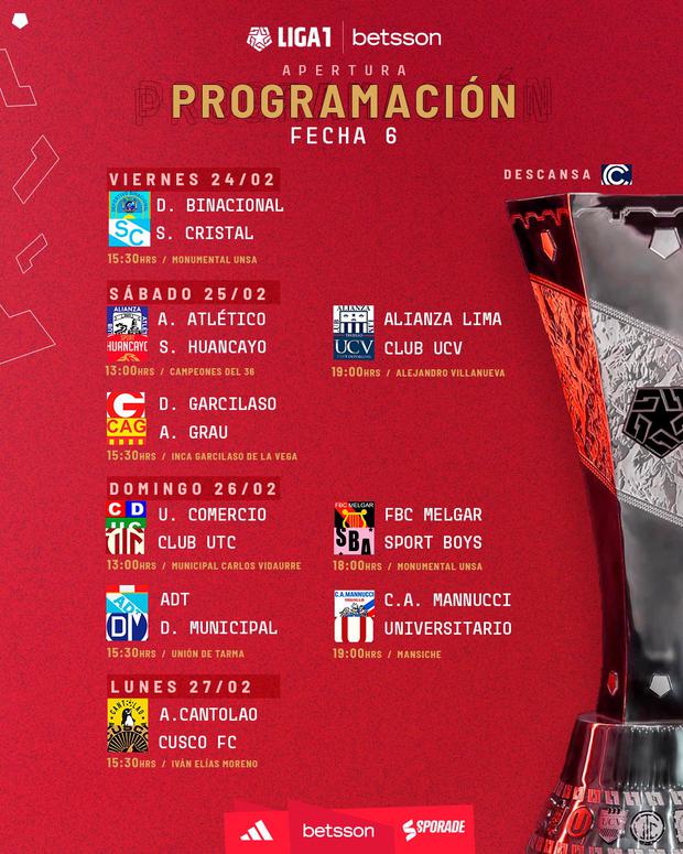 Programación de la fecha 6 del Torneo Apertura 2023.