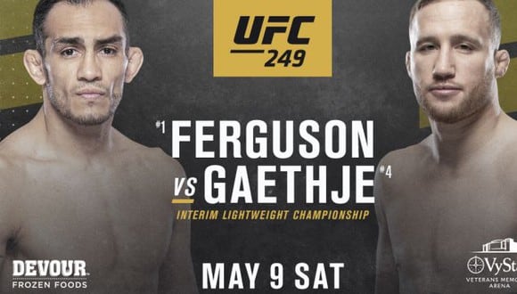 El UFC 249 se realizará este 9 de mayo en el Vystar Veterans Memorial Arena en Florida pese a la pandemia de coronavirus. (UFC)
