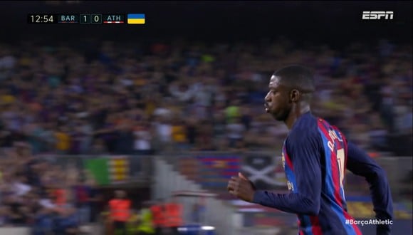 Luego de un centro preciso de Robert Lewandowski, Ousmane Dembélé conectó de cabeza para decretar el 1-0 del Barcelona vs. Athletic Club en el Spotify Camp Nou.