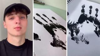 Conoce al joven que crea maravillosos dibujos con las huellas de su mano y otros materiales inusuales