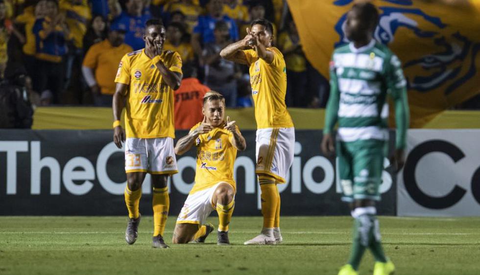 Tigres goleó a Santos en la semifinal de ida de Concachampions 2019.