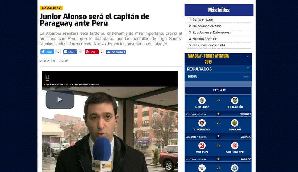 Esto es lo que está informando la prensa Uruguaya sobre el partido amistoso de mañana ante Perú. (Foto: Captura)
