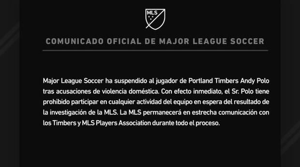 The MLS suspension of Andy Polo for violin a la mujer, in the wake of the actual esposa, Génesis Alarcón.