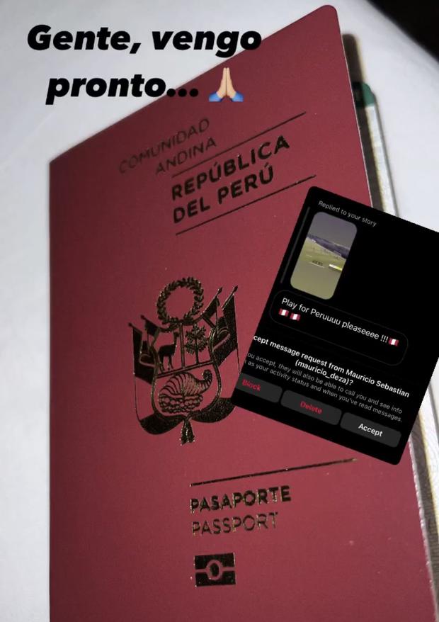 Andres Aguilar publicó en sus redes sociales la fotografía de su pasaporte peruano. (Foto: Difusión)