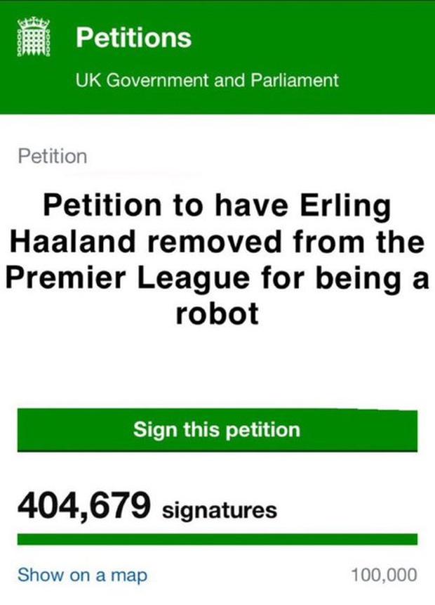 Petición para que Erling Haaland no juegue porque 'es un robot'. (Internet)