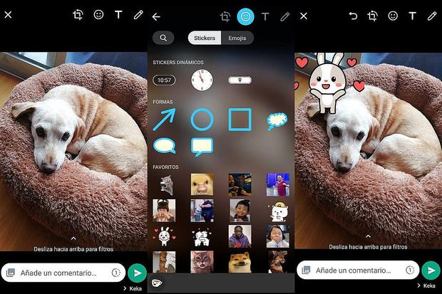 If you touch Stickers in the menu at the top right, the sticker or emoji options will open.  (Photo: mag)
