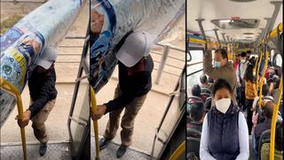 Video viral: Hombre sube con su colchón de dos plazas a bus y sorprende a pasajeros