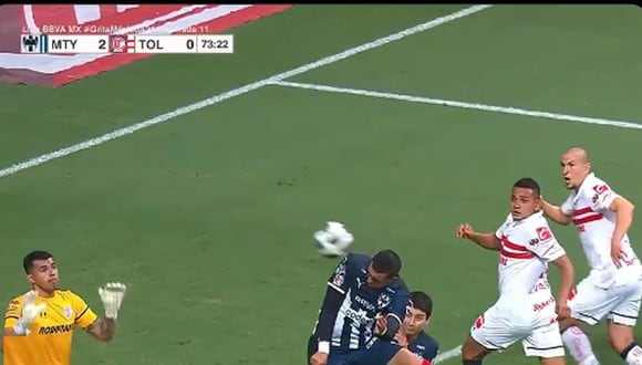 Rogelio Funes Mori anotó el 2-0 de Monterrey vs. Toluca. (Captura: ESPN)