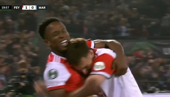 Luis Sinisterra marcó 2-0 del Feyenoord vs. Olympique de Marsella por las semifinales de la Conference League. (Foto: Captura de ESPN)