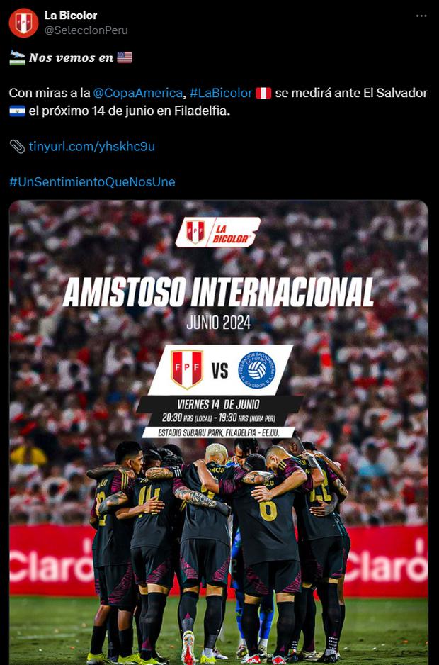 Perú vs. El Salvador chocarán en amistoso, en junio, con miras a la Copa América. (Foto: Twitter)