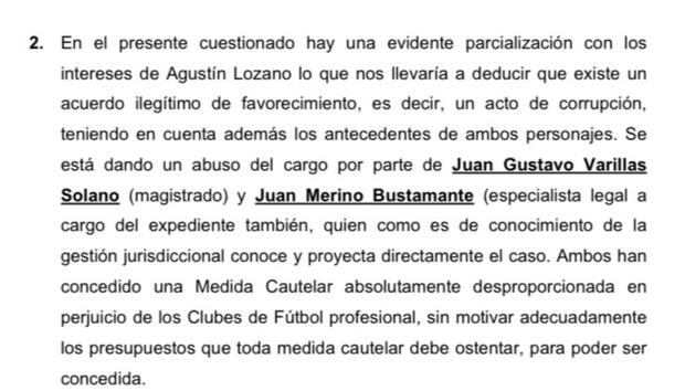 Demanda por parte de Alianza Lima, Universitario de Deportes y Cienciano al juez que emitió la medida cautelar.