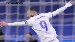 No podía ser otro: Benzema marca el 1-1 del Real Madrid vs. Sevilla en el Bernabéu [VIDEO]