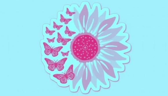 Esta imagen, que posee un fondo de color celeste, te muestra dos dibujos: el de unas mariposas y el de una flor. (Foto: MDZ Online)
