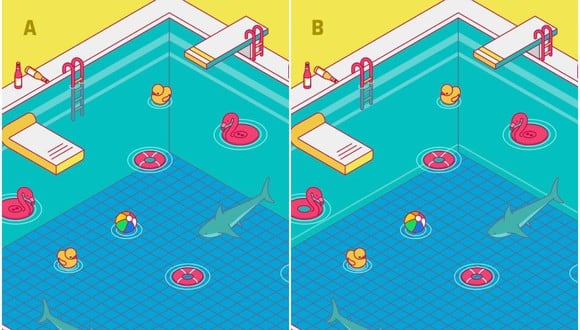 Acertijo visual: intenta encontrar las siete diferencias en la imagen de la piscina en 9 segundos (Foto: Televisa).