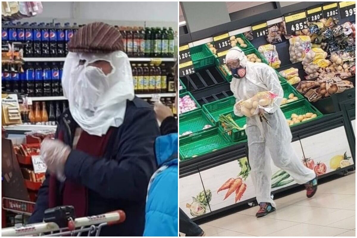 Los usuarios de Internet aprovecharon la situación para burlarse de quienes elaboran sus propios 'trajes de cuarentena' en casa. (Fotos: Twitter)