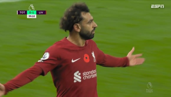 Mohamed Salah puso el 2-0 del Liverpool ante el Tottenham por la Premier League. (Foto: Captura de ESPN)