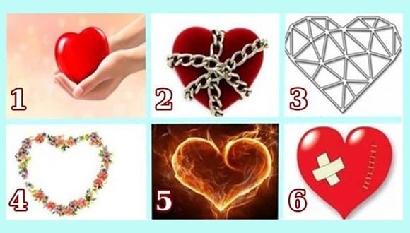 Elige uno de los 6 corazones que se muestran a continuación y lee la descripción correspondiente. ¡Te sorprenderás de lo que revelan tus preferencias!