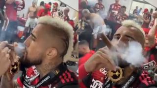 Continúa con los festejos: Arturo Vidal fuma puro durante tras salir campeón de la Libertadores
