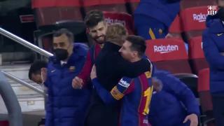 Nunca antes visto: Messi y el emocionante abrazo con Koeman tras clasificar a la final de Copa del Rey [VIDEO]
