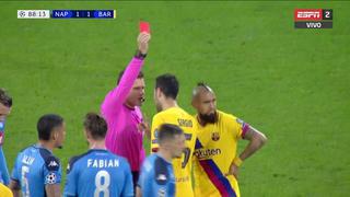No jugará en el Camp Nou: la tarjeta roja a Arturo Vidal por ponerse cara a cara con Rui frente al árbitro del Barcelona vs. Napoli