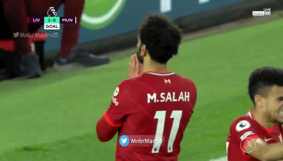 Mohamed Salah anotó el 2-0 de Liverpool vs. Manchester United por la Premier League. (Foto: beIN Sports)