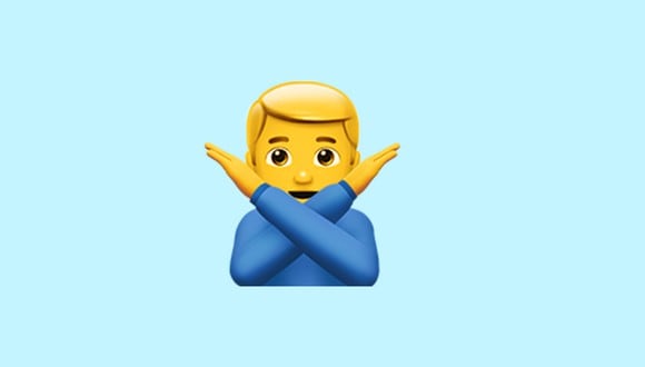 Este emoji es conocido como Man Gesturing No en inglés. Conoce qué significa en WhatsApp. (Foto: Emojipedia)