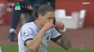 Tras gran pase de Luis Díaz: gol de Darwin Núñez para el 1-1 de Liverpool vs. Arsenal [VIDEO]