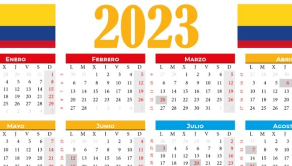 Colombia Calendario 2023, entérate de los feriados, días festivos y no laborables de este año (Diseño: Calendarena).