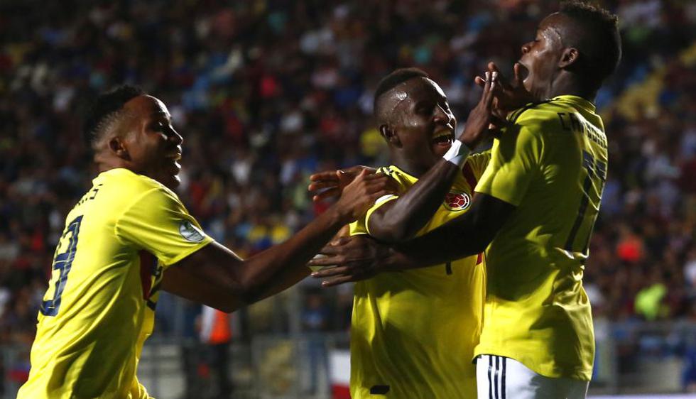 Venezuela vs Colombia en Rancagua por fecha 4 del hexagonal final del Sudamericano Sub 20. (Photosport Chile)