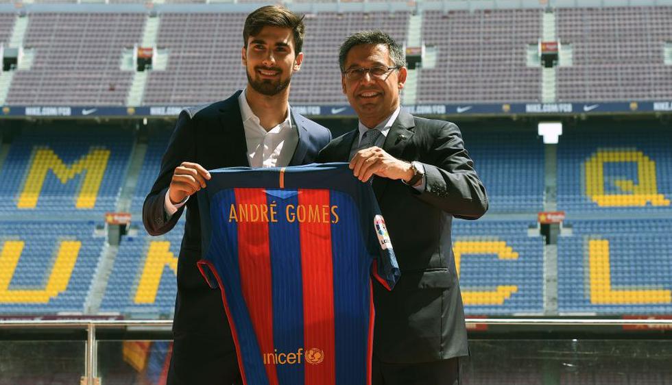 André Gomes fue presentado este miércoles en Camp Nou como nuevo jugador del Barcelona. (Agencias)