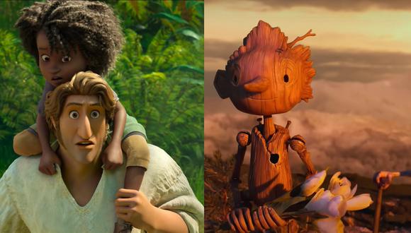 "Pinocho de Guillermo del Toro" y "Monstruo del mar" se encuentran nominadas en la categoría de mejor película animada. (Foto: Netflix-Composición)