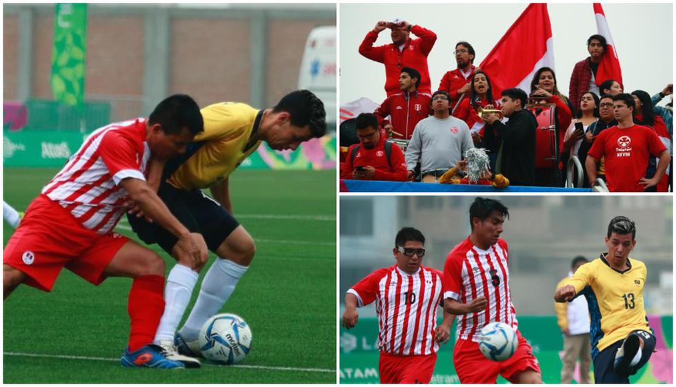 Perú contra Brasil en la primera jornada de fútbol 7 en los Juegos Parapanamericanos. (Daniel Apuy/ Grupo El Comercio)