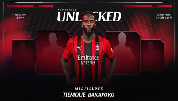 AC Milan anunció el regreso de Tiemoue Bakayoko a las arcas del club. (Foto: Twitter)